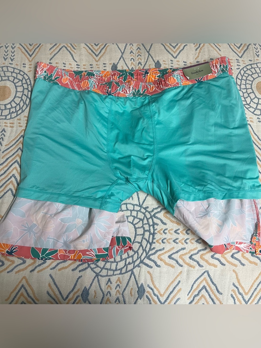 Goodfellow & Co Floral Drawstring Bermuda Shorts — Coral Green Orange - Picture 5 of 13